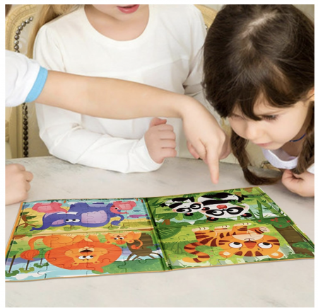 Set 4 puzzle-uri magnetice din lemn – animale salbatice, Montessori [3]