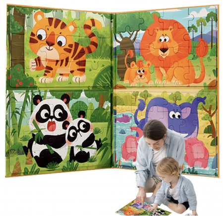 Set 4 puzzle-uri magnetice din lemn – animale salbatice, Montessori [7]