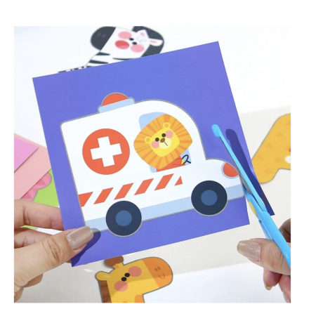 Jocuri si Jucarii - Set 40 carduri pentru decupaj si activitati creative – Animale, Vehicule, Fructe, Dinozauri