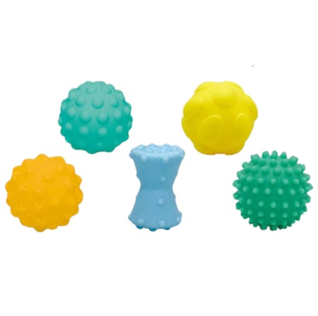 Jocuri si Jucarii - Set 5 mingiute senzoriale pentru bebelusi