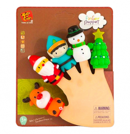 Figurine si personaje din desene animate - Set 5 figurine Mascote pentru degete, Finger Puppet Craciun