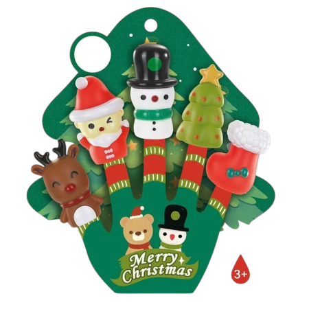 Jocuri si Jucarii - Set 5 Marionete Degete Finger Puppet Craciun Mos Ren Bradut Om Zapada Soseta 3 Ani