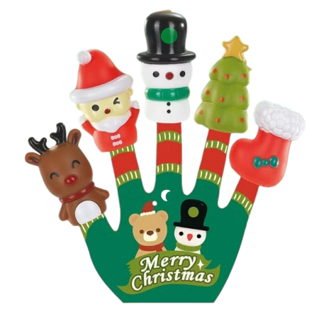 Jocuri si Jucarii - Set 5 Marionete Degete Finger Puppet Craciun Mos Ren Bradut Om Zapada Soseta 3 Ani