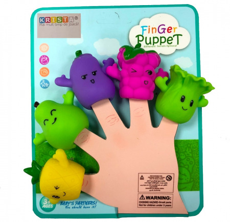 Jocuri si Jucarii - Set 5 figurine Mascote pentru degete, Finger Puppet Fructe