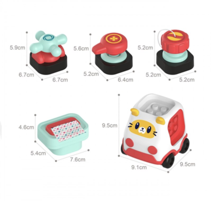 Set 5 piese pentru Placa interactiva cu masinuta si 4 cuburi senzoriale, 18 luni+ [4]