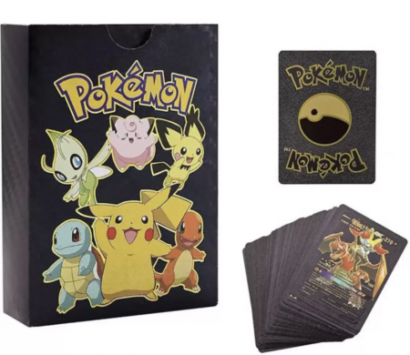 Figurine si personaje din desene animate - Set 55 cartonase negre Pokemon