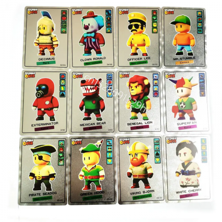 Figurine si personaje din desene animate - Set 55 cartonase argintii Stumble Guys
