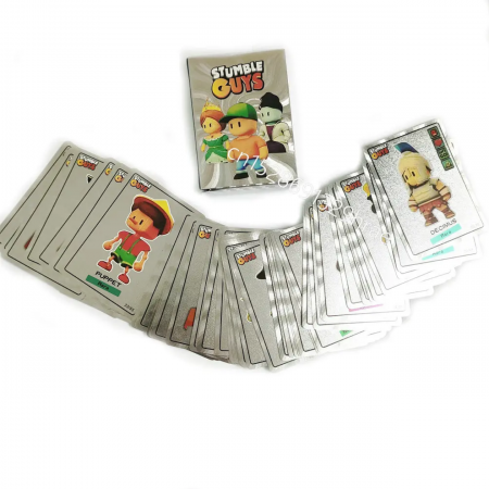 Figurine si personaje din desene animate - Set 55 cartonase argintii Stumble Guys