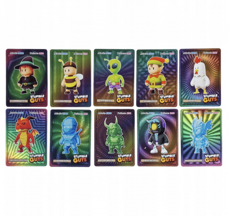 Figurine si personaje din desene animate - Set 55 cartonase multicolor golden Stumble Guys