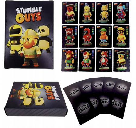 Figurine si personaje din desene animate - Set 55 cartonase negre Stumble Guys