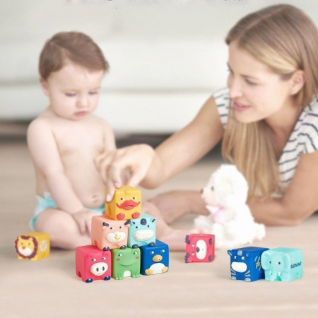 Set 6 cuburi silicon pentru bebelusi, animalele texturate [6]