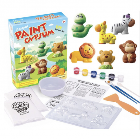 Articole pentru desen si pictura - Set 6 Animale Salbatice - Joc de creativitate Picteaza Figurinele din ipsos