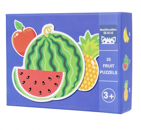 Jocuri si Jucarii - Set 6 PuzzleFructe cu 33 piese mari din carton