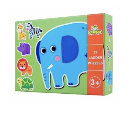 Jocuri si Jucarii - Set 6 Puzzle Animale salbatice cu 33 piese mari din carton