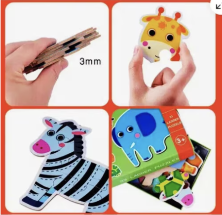 Set 6 Puzzle Animale salbatice cu 33 piese mari din carton [2]