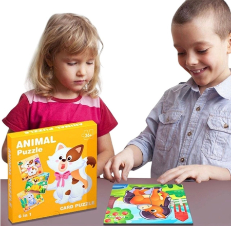 Set 6 Puzzle incastru cu cate 4 piese, Animale [2]