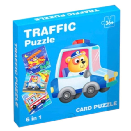Puzzle clasic - Set 6 Puzzle incastru cu cate 4 piese, Masini