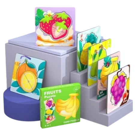 Jocuri si Jucarii - Set 6 Puzzle incastru cu cate 4 piese, Fructe