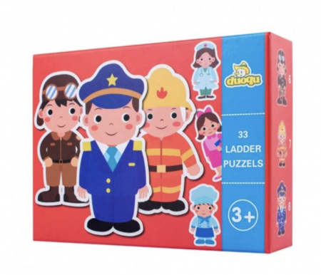 Jocuri si Jucarii - Set 6 Puzzle Meserii cu 33 piese mari din carton