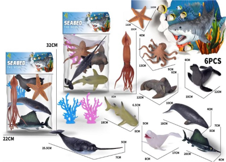 Jocuri si Jucarii - Set 6 Figurine Animale Marine Seabed The World  32x22 cm 3 Ani