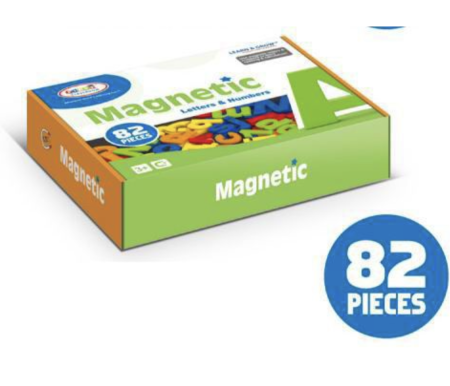 Jocuri si Jucarii - Set 82 piese magnetice, litere si numere, pentru invatare si joaca, 3 ani+
