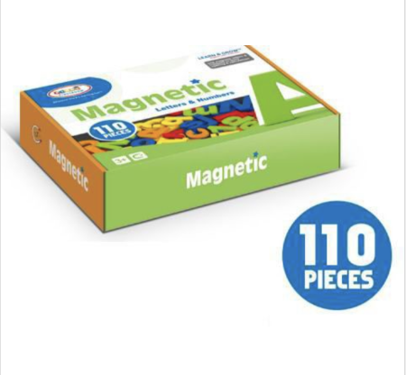 Jocuri si Jucarii - Set 110 piese magnetice, litere si numere, pentru invatare si joaca, 3 ani+