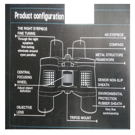 Set binoclu si busola multifunctionala, pentru drumetii si activitati in aer liber, negru [10]