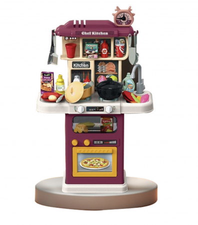 Bucatarii si seturi de gospodina - Set Bucatarie copii cu 64 piese Chef Kitchen visiniu 922-123