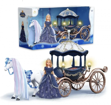 Casute si accesorii papusi - Set Caleasca cu Printesa si Cal electric, cu sunete si lumini