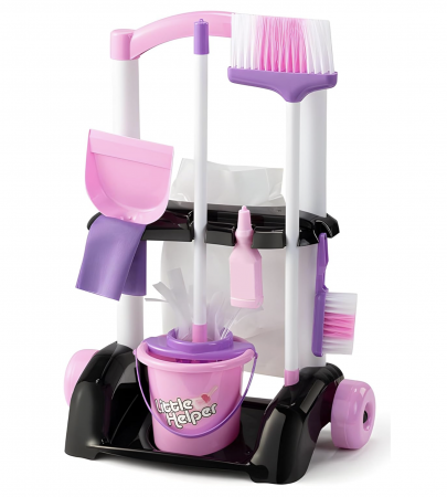 Set carucior de curatenie cu matura, galeata si mop, roz [1]