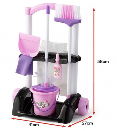 Set carucior de curatenie cu matura, galeata si mop, roz [6]