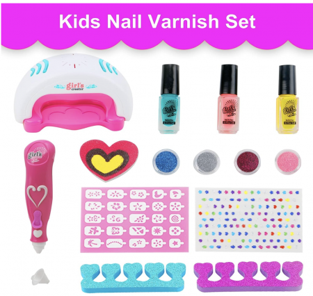 Jocuri si Jucarii - Set complet pentru unghii MBK-369Y, salon de manichiura, cu lampa pentru uscare