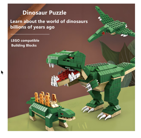 Set constructie 6 in 1 Dinozari 1000 piese, pentru copii 6+ ani [7]