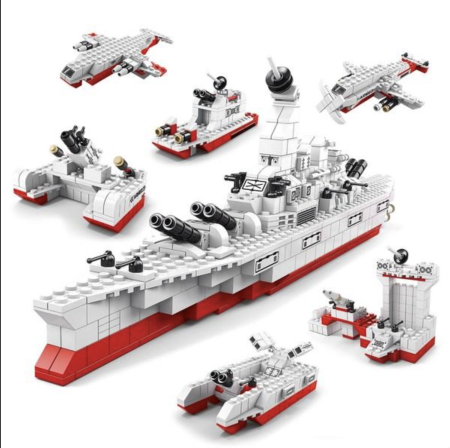 Jocuri si Jucarii - Set constructie 6 in 1 Nava militara 1000 piese, pentru copii 6+ ani