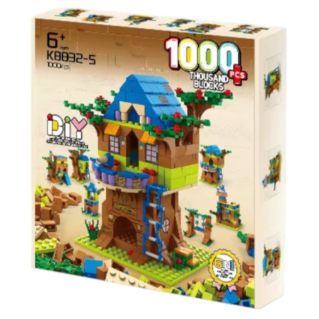 Jocuri si Jucarii - Set constructie 6 in 1 Casuta din copac 1000 piese, pentru copii 6+ ani