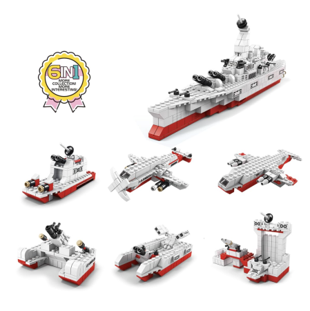 Set constructie 6 in 1 Nava militara 1000 piese, pentru copii 6+ ani [3]