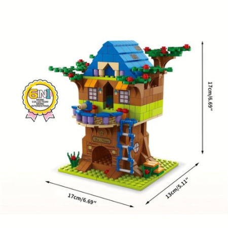 Set constructie 6 in 1 Casuta din copac 1000 piese, pentru copii 6+ ani [3]