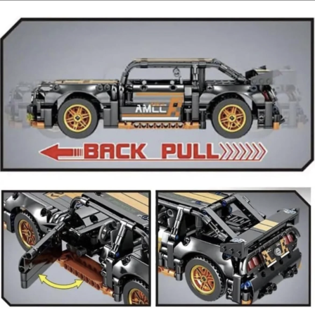 Jocuri si Jucarii - Set constructie masina de curse Supercar, scara 1:18 pull-back, 520 piese, 6 ani+