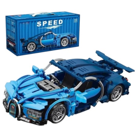 Jocuri si Jucarii - Set constructie masina de curse Supercar, scara 1:18 pull-back, 423 piese, 6 ani+
