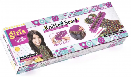 Set creatie de tricotat, cu aparat gherghef cu 2 randuri, esarfa multicolora [6]