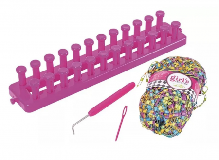 Set creatie de tricotat, cu aparat gherghef cu 2 randuri, esarfa multicolora [5]