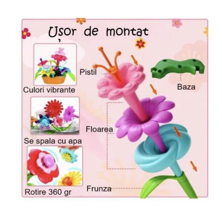 Set creativ de constructie DIY Gradina cu flori, 72 piese [4]