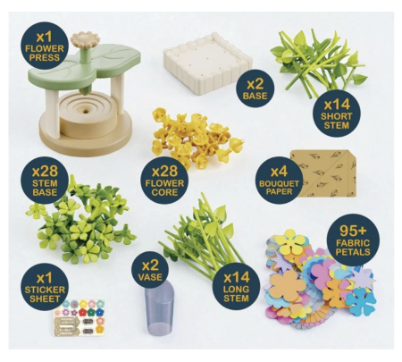 Joc de creatie floral Fabrica de flori cu 189 piese, set creativ DIY pentru copii [7]