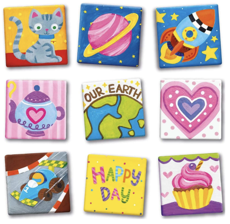 Jocuri de indemanare manuala - Set creativ de pictura placute ceramice cu magneti de frigider Magnetic Mini Tile Art 4M, +8 ani