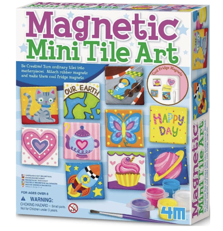 Jocuri de indemanare manuala - Set creativ de pictura placute ceramice cu magneti de frigider Magnetic Mini Tile Art 4M, +8 ani