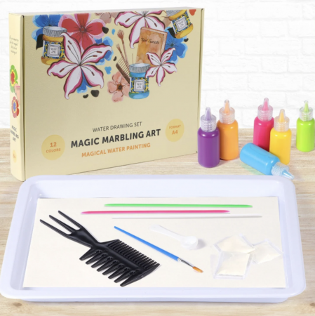Articole pentru desen si pictura - Set Creativ Pictură cu Efect de Marmura, 12 Culori