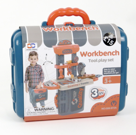 Jocuri si Jucarii - Set de bricolaj copii tip geanta transformabila in banc de scule