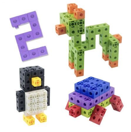 Set de constructie si calcule matematice, cuburi interconectabile, Dinozaurul, cu 117 piese [4]