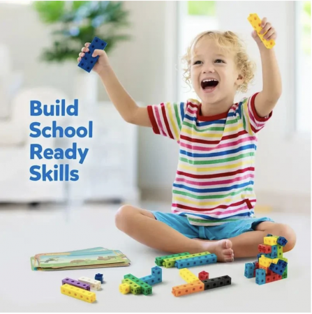 Jocuri experimente pentru copii | Jocuri stiintifice - Set de constructie si calcule matematice, cuburi interconectabile, Dinozaurul, cu 117 piese