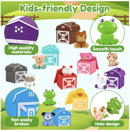 Set marionete de sortat si asociat cu animalute de la ferma, 20 piese, 3 ani+ [6]